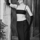 Black bra crop top and matching low-waist maxi skirt set