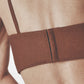 Back detail of the Cacao bra top showing the adjustable dual-row hook closure