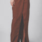 Front view of the Cacao linen cotton maxi skirt showing the low waist and button closure
