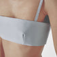 Close-up front view of the light blue bra crop top with slim shoulder straps