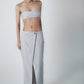 Sky Blue bra top styled with the matching low-waist linen maxi skirt