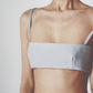 Front view of the Sky Blue structured bra top with a straight neckline and slim straps